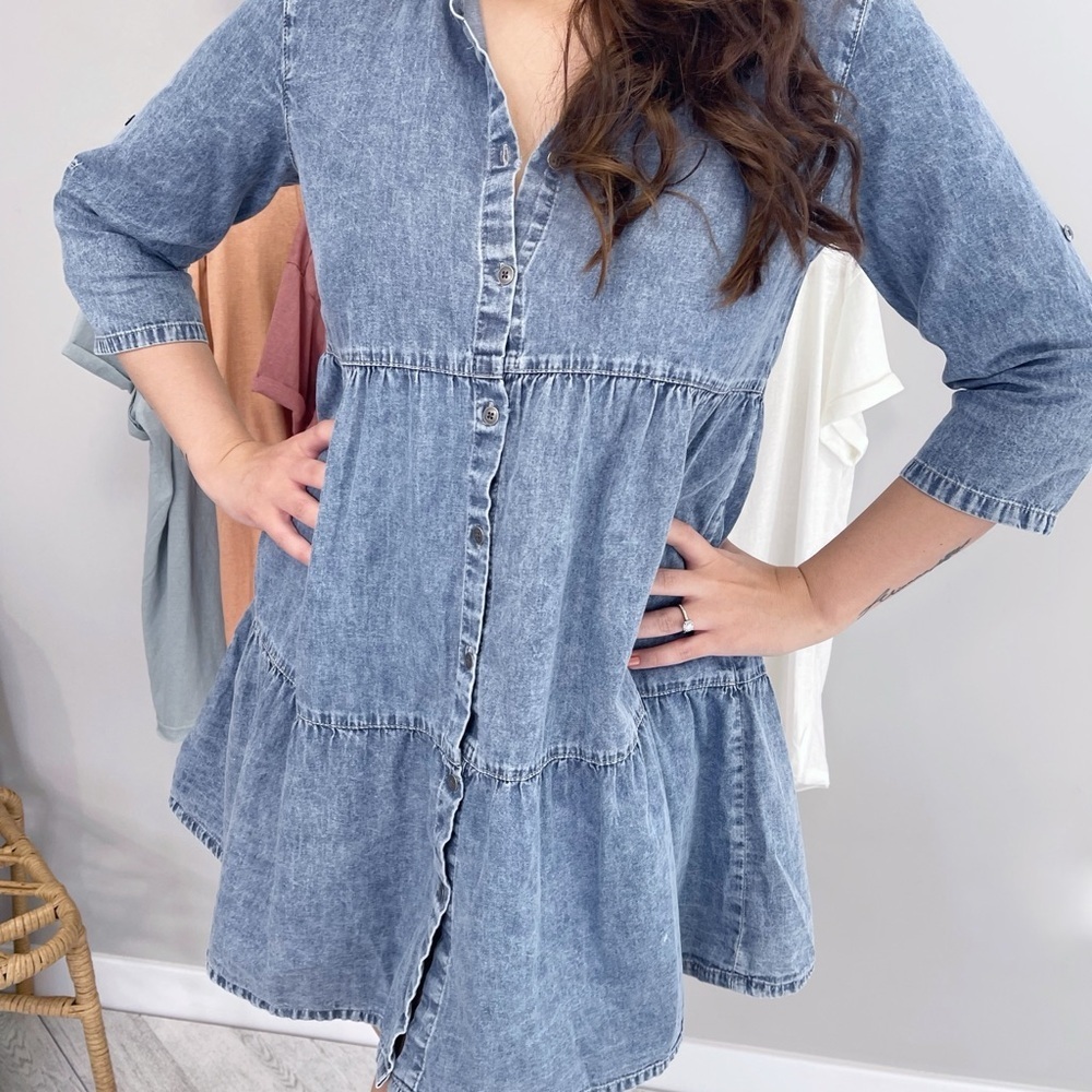 Denim Button-Down Dress
